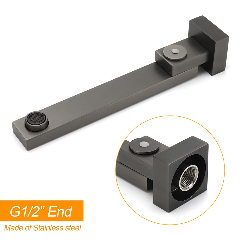 Gun Metal Square Stainless Steel 180 Swivel Bathtub Faucet Water Outlet Spout