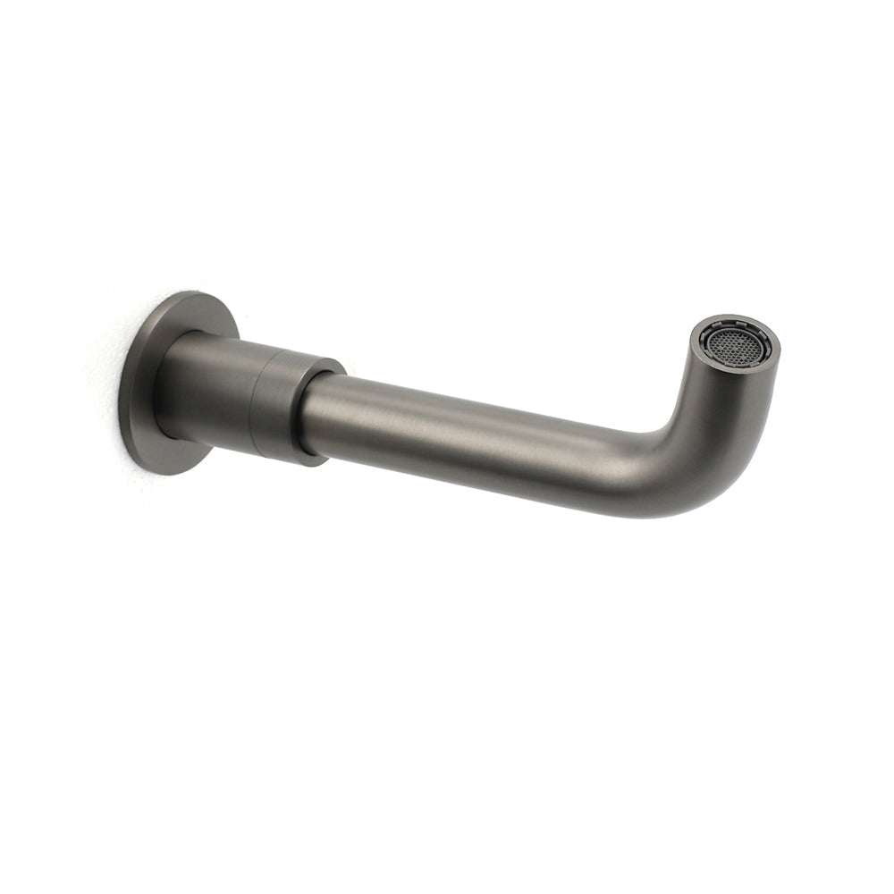 Gun Metal Grey Round Bathtub Spout Basin Curve Faucet Bubble Water Outlet 304SUS