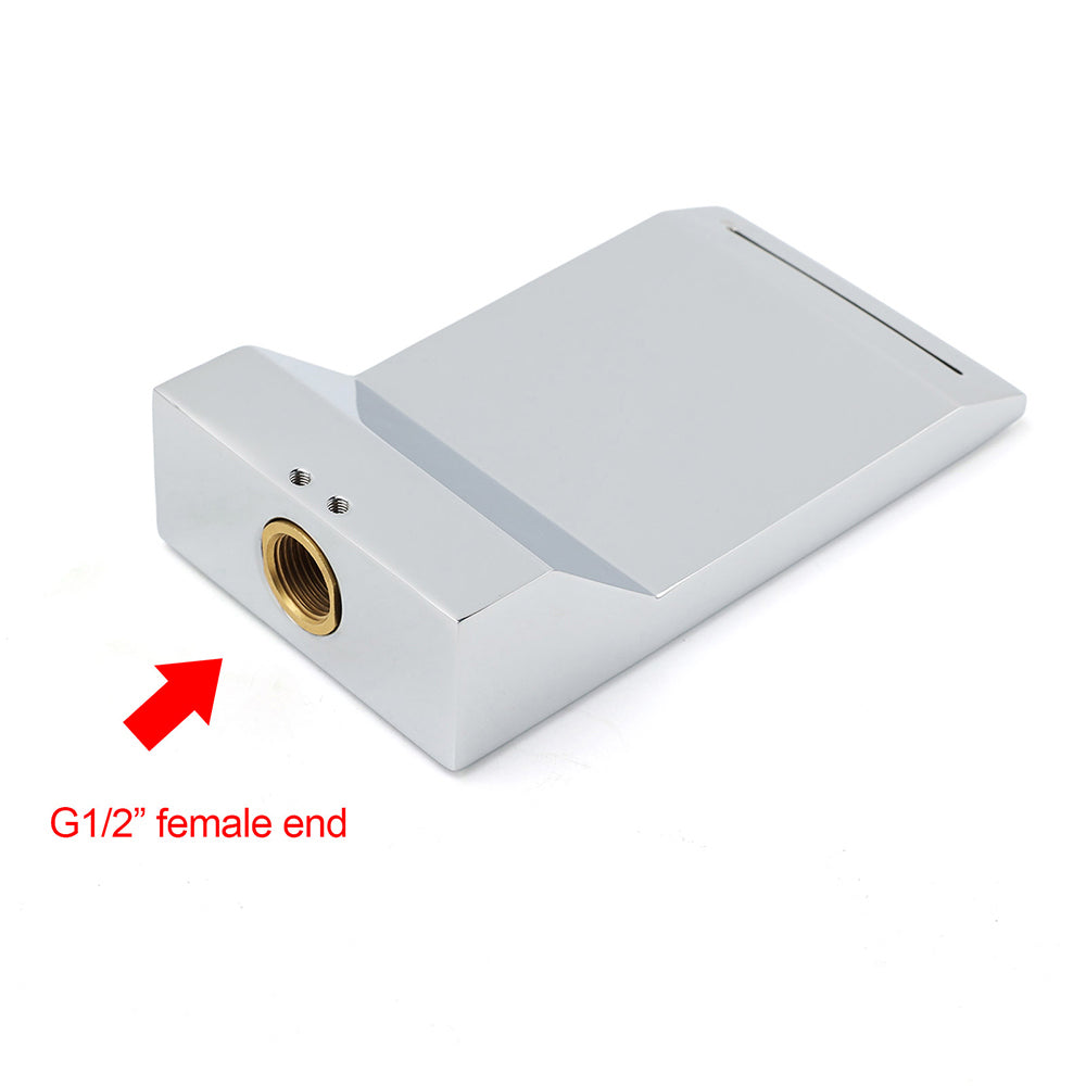 Chrome Square Shower Bath Tub Filler Waterfall Spout Faucet Outlet 1/2 Inch End