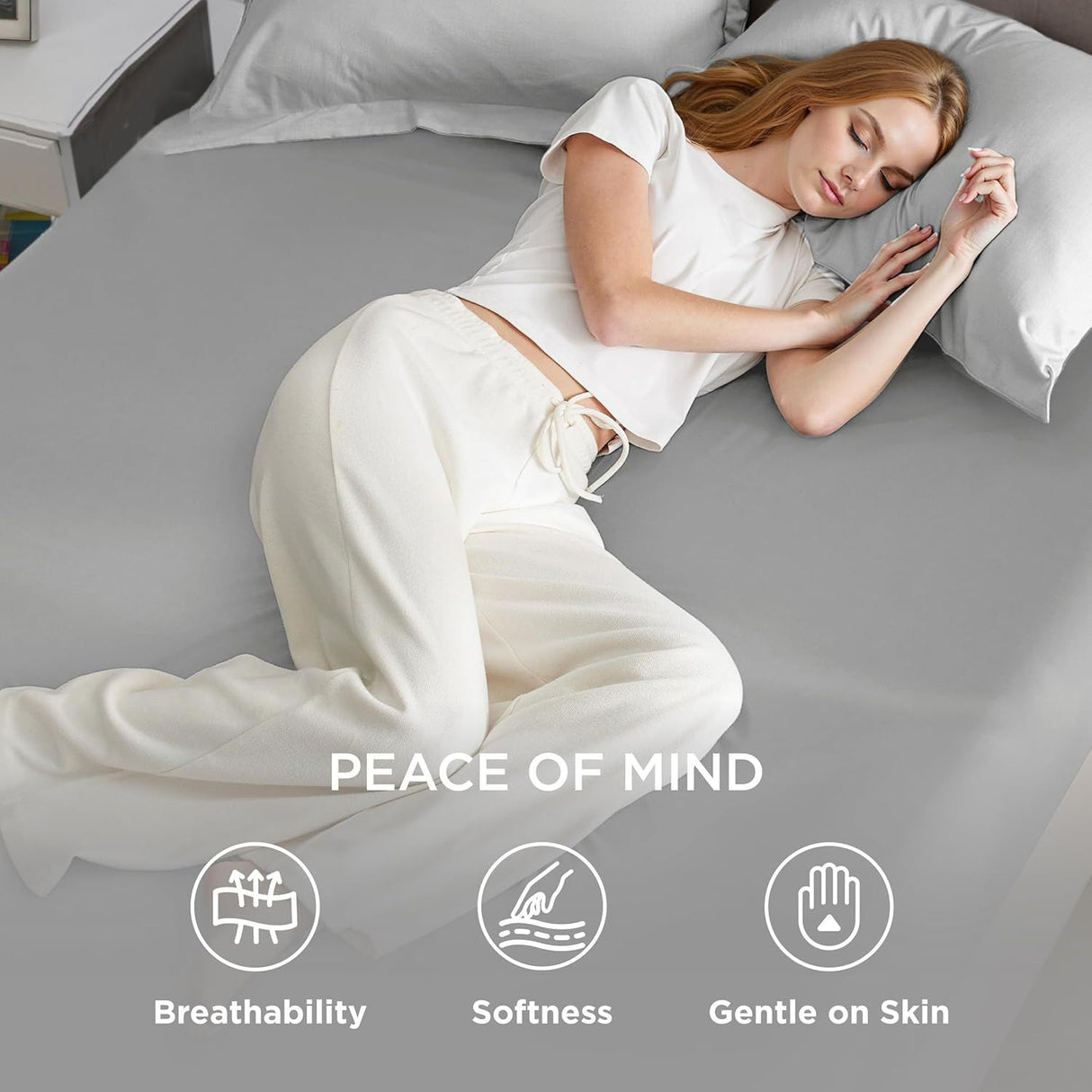 2000TC Hotel Quality Fitted Sheets - 2 Piece Fitted Sheets -Breathable Bedding - Wrinkle, Fade, Stain Resistant- 16inch/40cm Deep Pocket Fitted Bed Sheets-Wrinkle and Fade Resistant,(Silver-gray,Double)