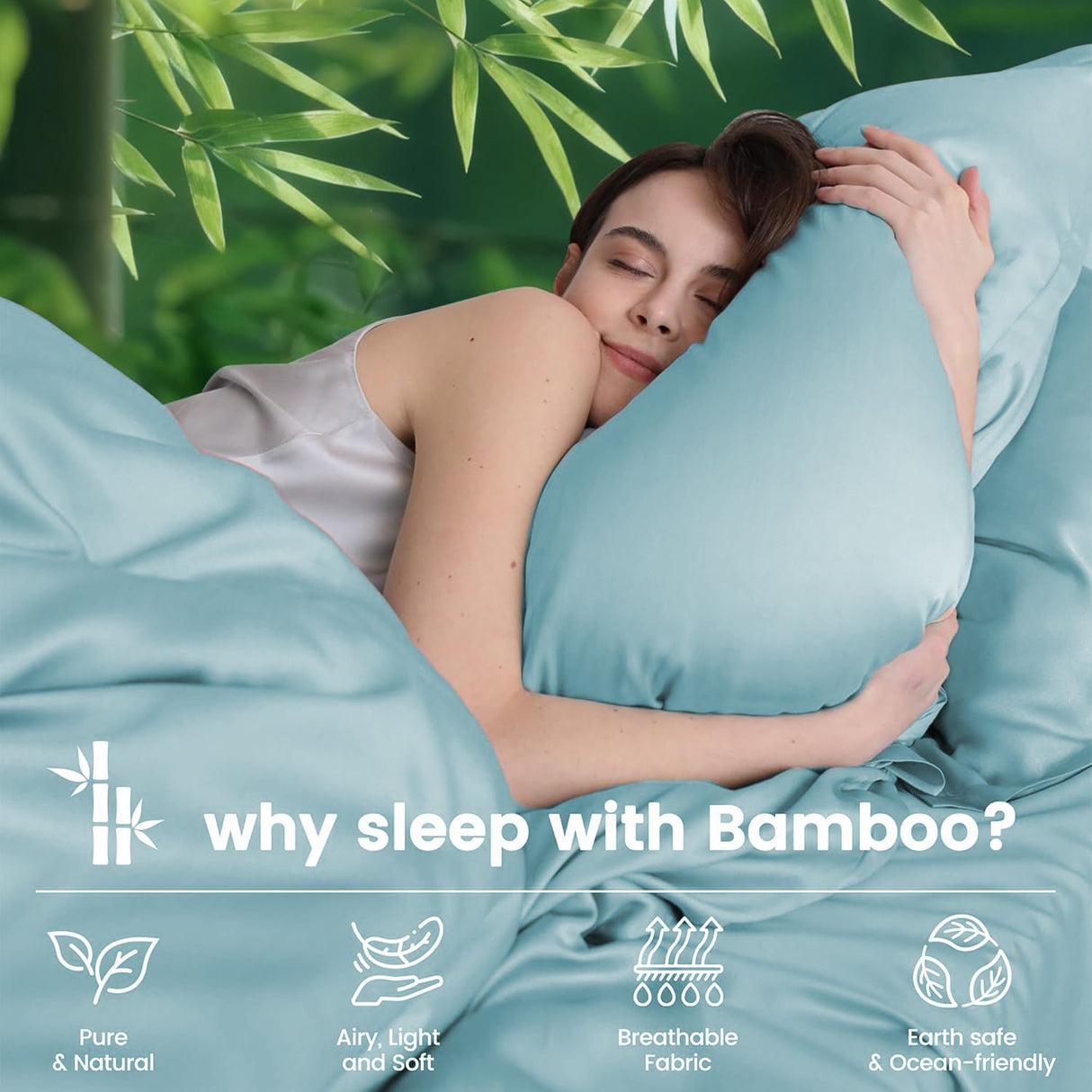 4 Piece Ultra Soft Bamboo Breathable Sheet Set -Hotel 2000TC Breathable Bed Sheets Set with 37 Centimetre Deep Pocket-Breathable Sheets for Hot Sleepers(Sky Blue,Double)