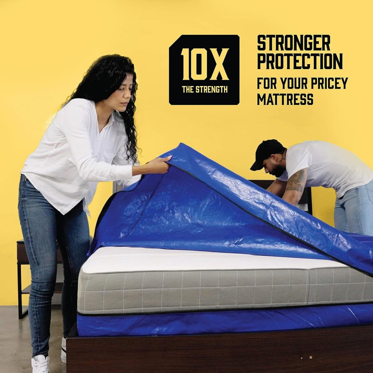 Mattress Bag Mattresses Protector Plastic Moving Storage Dust Cover Carry Bed Waterproof Zipper Packing Reusable Disposal, Extra Thick Heavy Duty, with Handles(Queen)
