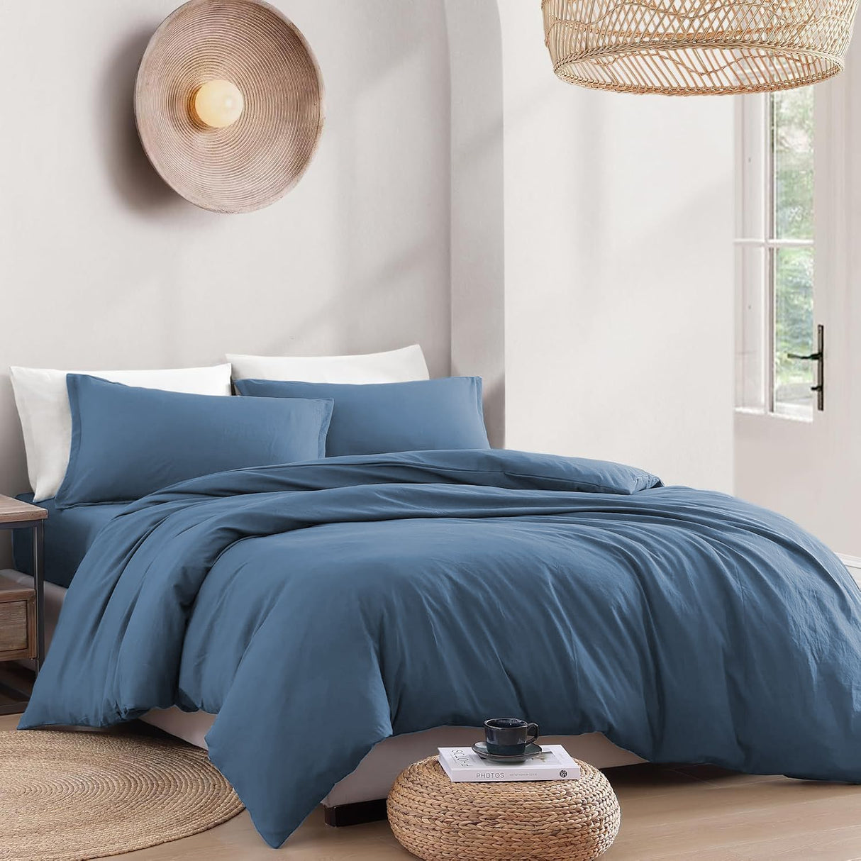 Hotel Soft Microfiber Duvet Cover Set-2000TC Quilt Cover Set & Pillowcases -1 Donna Cover Zipper Closure & 1 x Pillowcases-Breathable Bedding - Wrinkle, Fade, Stain Resistant(Ocean,Double)