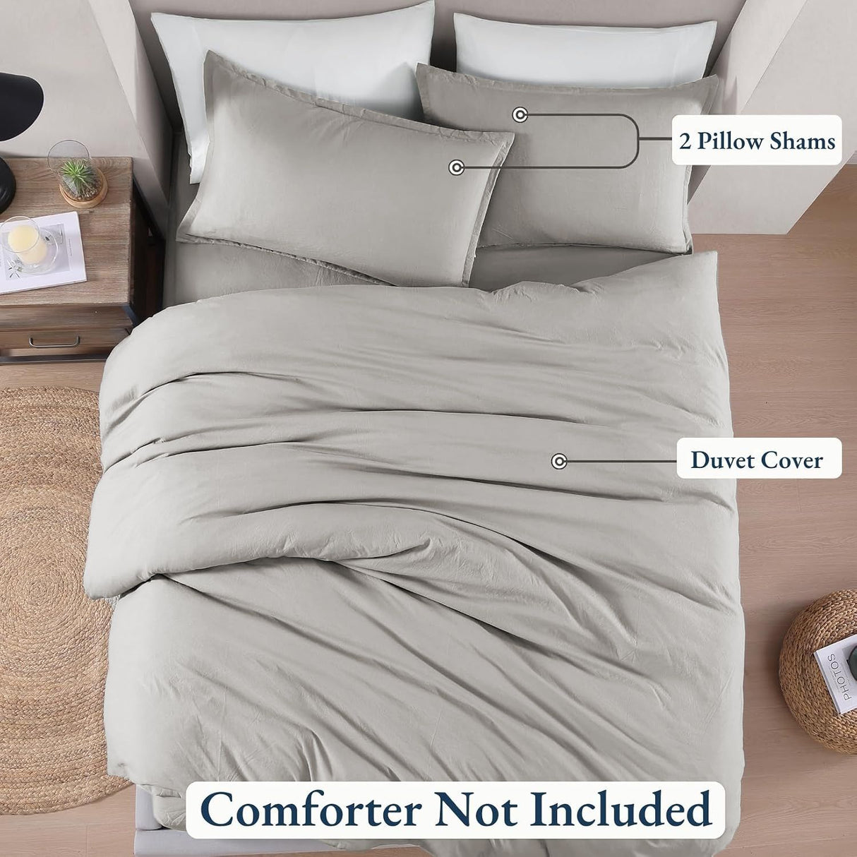 Hotel Soft Microfiber Duvet Cover Set-2000TC Quilt Cover Set & Pillowcases -1 Donna Cover Zipper Closure & 1 x Pillowcases-Breathable Bedding - Wrinkle, Fade, Stain Resistant(Silver-gray,Double)