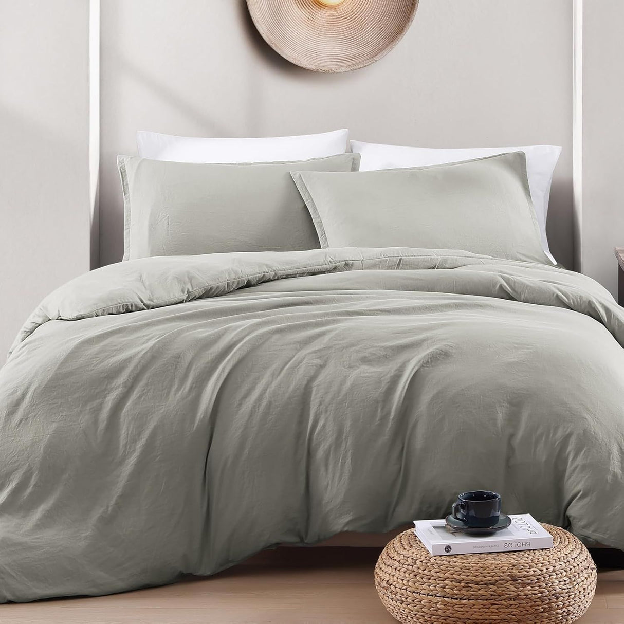 Hotel Soft Microfiber Duvet Cover Set-2000TC Quilt Cover Set & Pillowcases -1 Donna Cover Zipper Closure & 1 x Pillowcases-Breathable Bedding - Wrinkle, Fade, Stain Resistant(Grey,King Single)