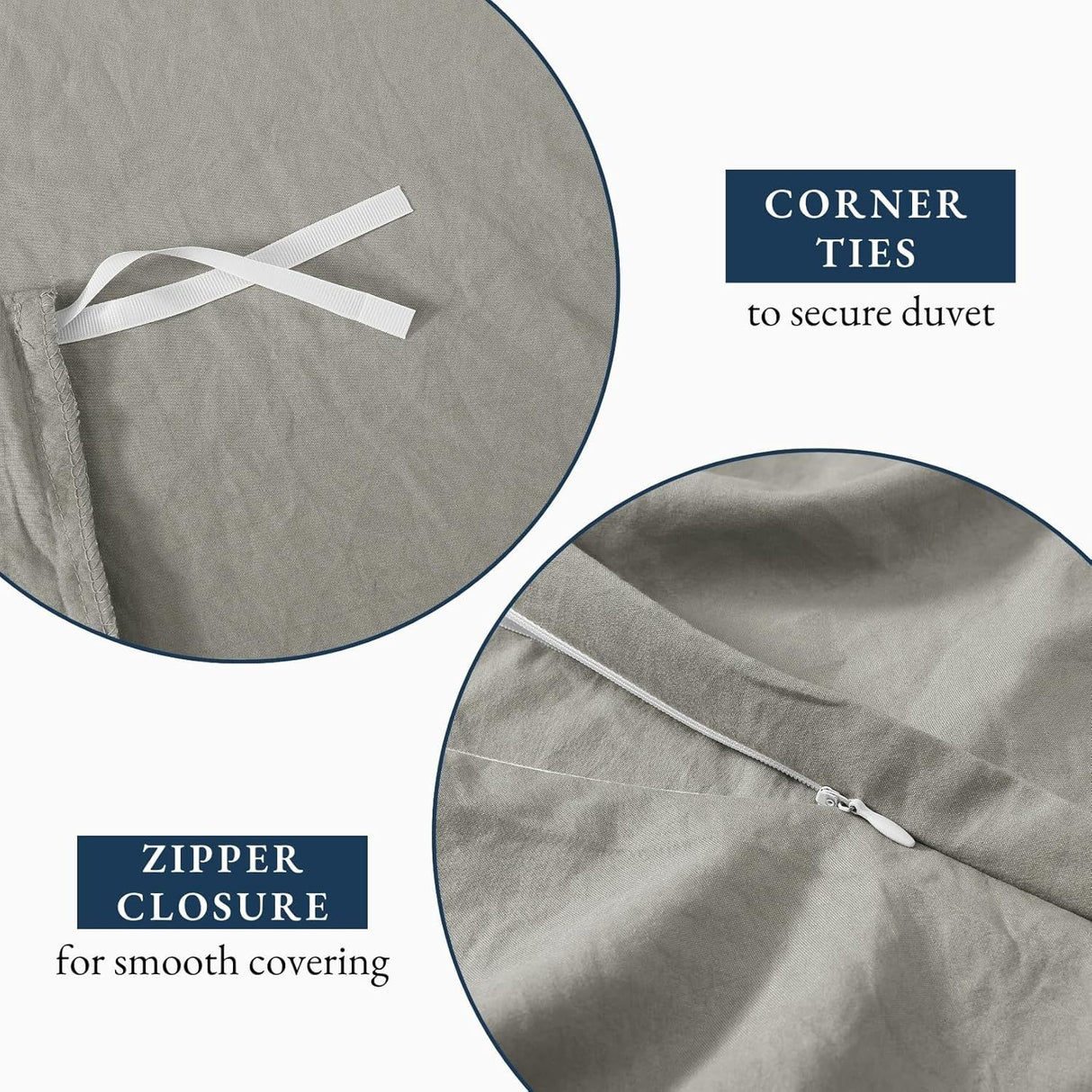 Hotel Soft Microfiber Duvet Cover Set-2000TC Quilt Cover Set & Pillowcases -1 Donna Cover Zipper Closure & 1 x Pillowcases-Breathable Bedding - Wrinkle, Fade, Stain Resistant(Grey,Queen)