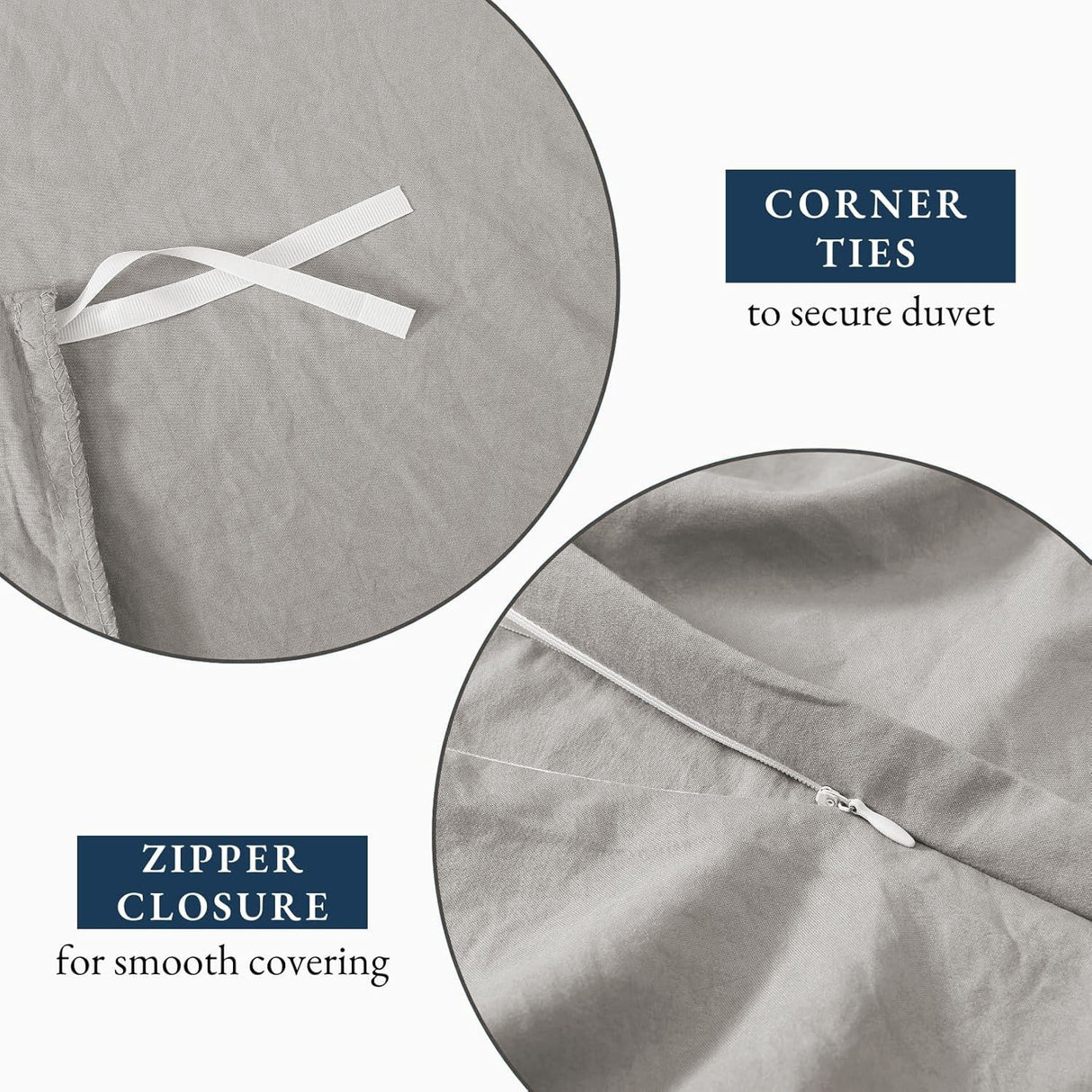 Hotel Soft Microfiber Duvet Cover Set-2000TC Quilt Cover Set & Pillowcases -1 Donna Cover Zipper Closure & 1 x Pillowcases-Breathable Bedding - Wrinkle, Fade, Stain Resistant(Silver-gray,Super King)