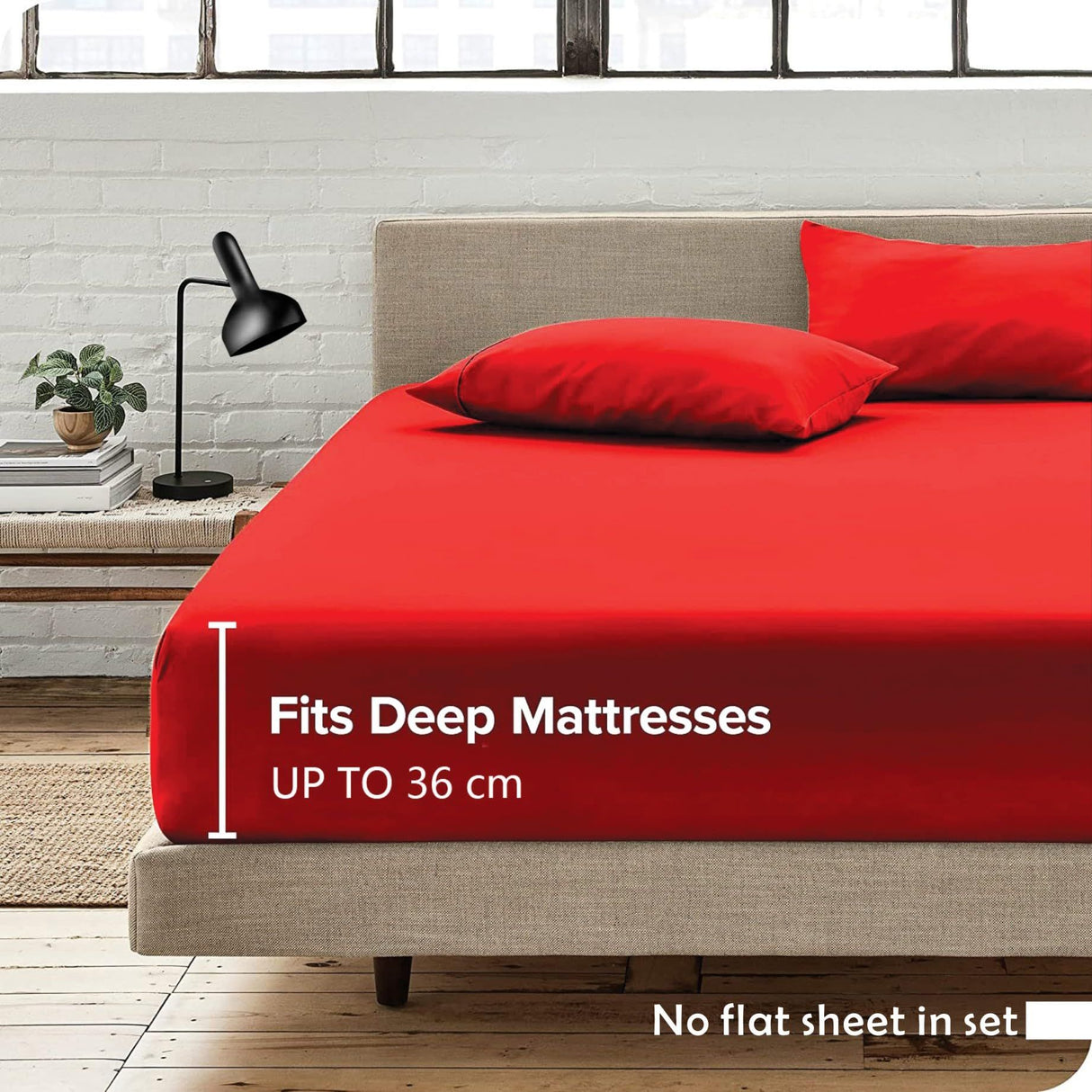 Hotel Quality Fitted Sheet - 1 Piece Fitted Sheet -Breathable Bedding - Wrinkle, Fade, Stain Resistant- 16inch/40cm Deep Pocket Fitted Bed Sheet-Wrinkle and Fade Resistant,(Red,King)