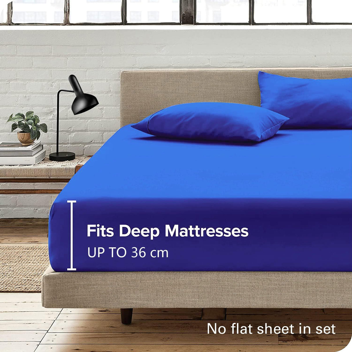 Hotel Quality Fitted Sheet - 1 Piece Fitted Sheet -Breathable Bedding - Wrinkle, Fade, Stain Resistant- 16inch/40cm Deep Pocket Fitted Bed Sheet-Wrinkle and Fade Resistant,(Royal blue,Super King)