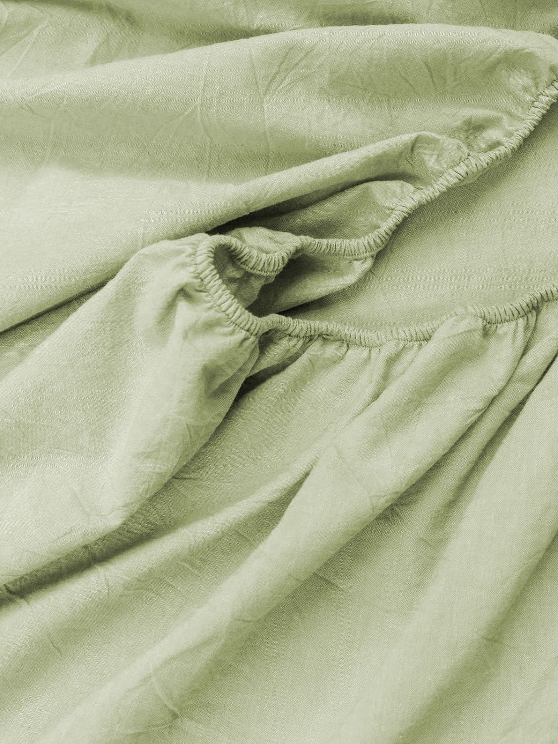 100% Cotton Fitted Sheet - Super Soft 40cm Deep Pocket Bottom Sheets - White Elastic Sheet(Double,Green beans)