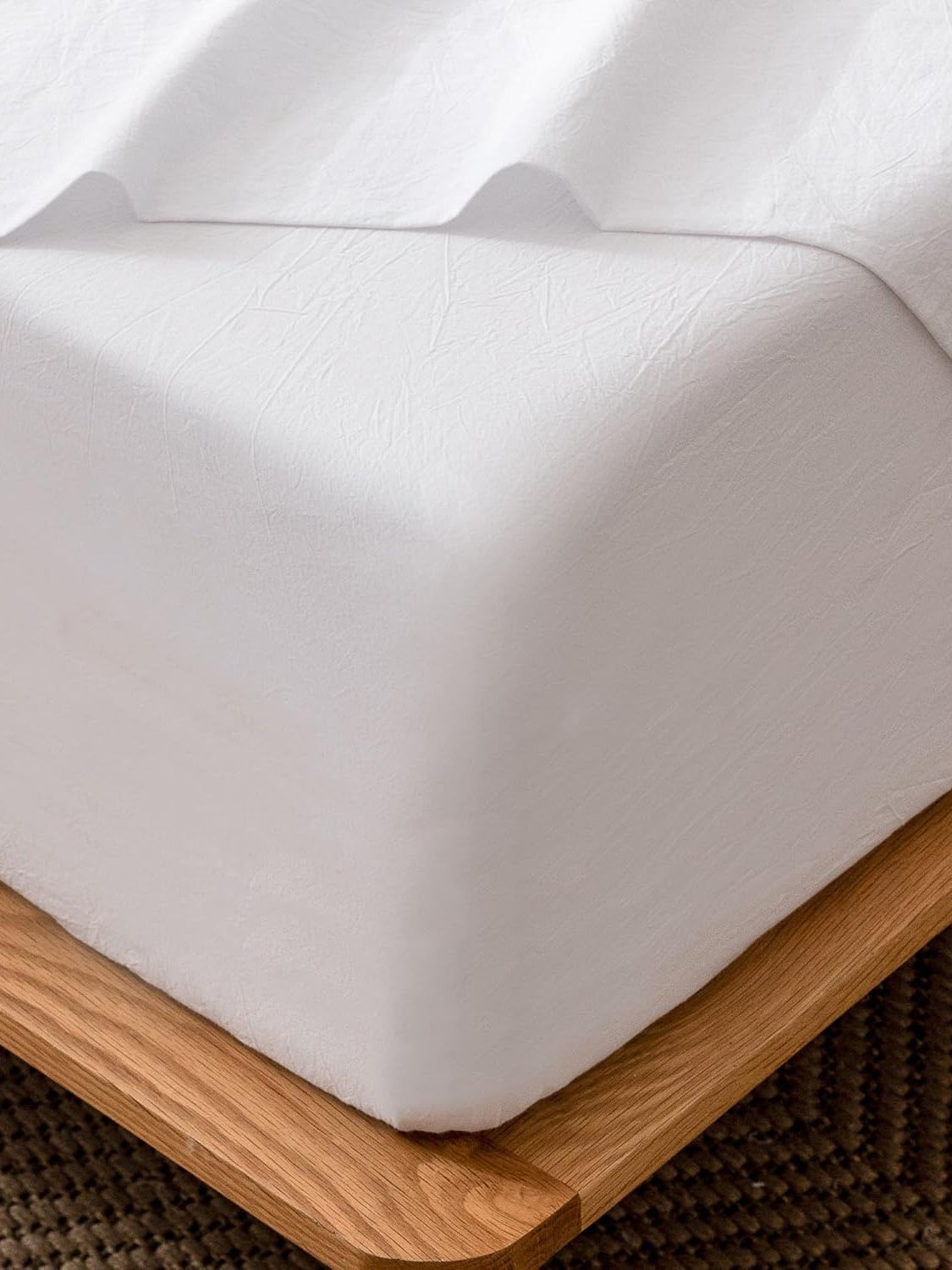 100% Cotton Fitted Sheet - Super Soft 40cm Deep Pocket Bottom Sheets - White Elastic Sheet(Super King,White)