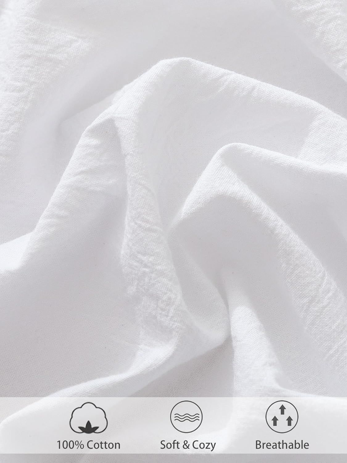 100% Cotton Fitted Sheet - Super Soft 40cm Deep Pocket Bottom Sheets - White Elastic Sheet(Super King,White)