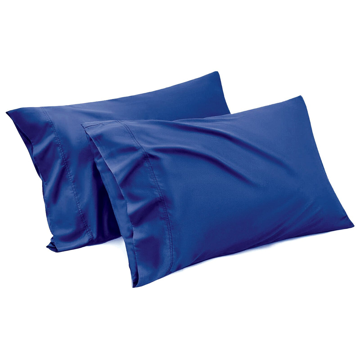 1000TC Ultra Soft Microfiber Pillowcases,Pair of Standard Pillow Covers,(navy, Standard Size, 48x74 cm)