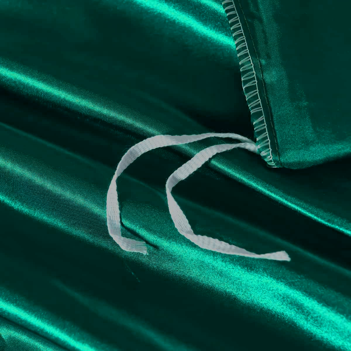 Satin Quilt cover Set Hotel 3 Pieces Quilt cover with Pillowcase, Art Silk Bedding Set-Luxury Soft Silky pillowcase for Hair and Skin, Similar to Silk Duvet/Donna Cover Set- 3 Pieces(Double,Green)