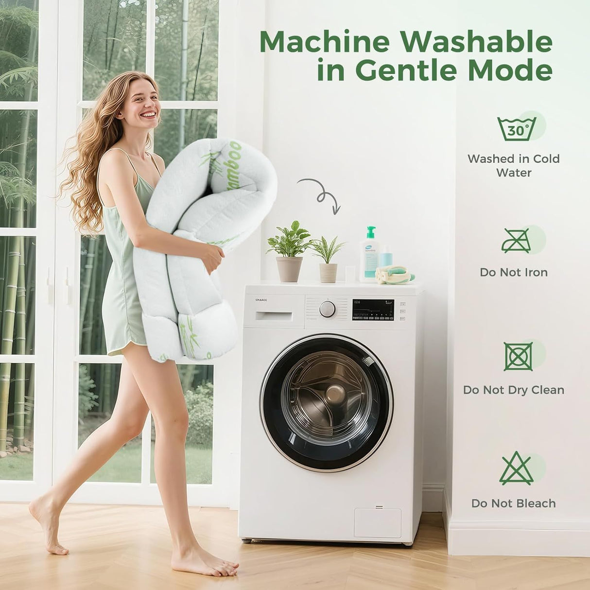 800GSM Mattress Topper Viscose Derived from Bamboo, Thick Pillowtop Fitted Mattress Cover with 45cm Deep Skirt - Machine Washable Hypoallergenic(Double,Green)