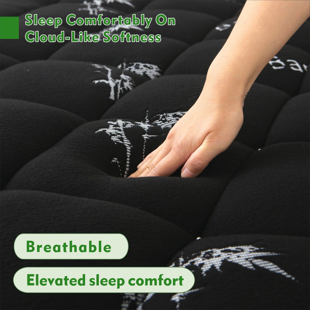 800GSM Mattress Topper Viscose Derived from Bamboo, Thick Pillowtop Fitted Mattress Cover with 45cm Deep Skirt - Machine Washable Hypoallergenic(Queen,,Black)
