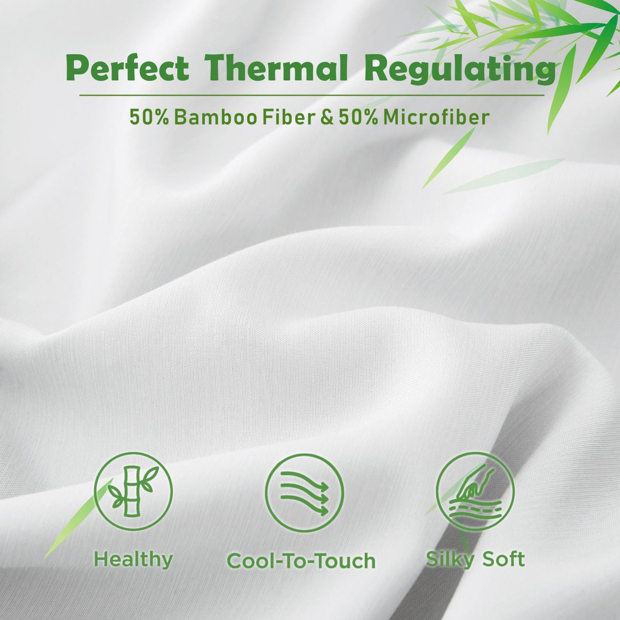 2 Piece Hotel Bamboo Cooling Fitted Sheet Set & Pillowcase -Ultra Soft 2000TC Breathable Fitted Bed Sheets Set with 37 Centimetre Deep Pocket-Cooling Sheets for Hot Sleepers(White,King Single)