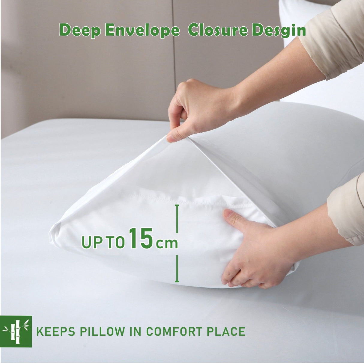 2 Piece Hotel Bamboo Cooling Fitted Sheet Set & Pillowcase -Ultra Soft 2000TC Breathable Fitted Bed Sheets Set with 37 Centimetre Deep Pocket-Cooling Sheets for Hot Sleepers(White,King Single)