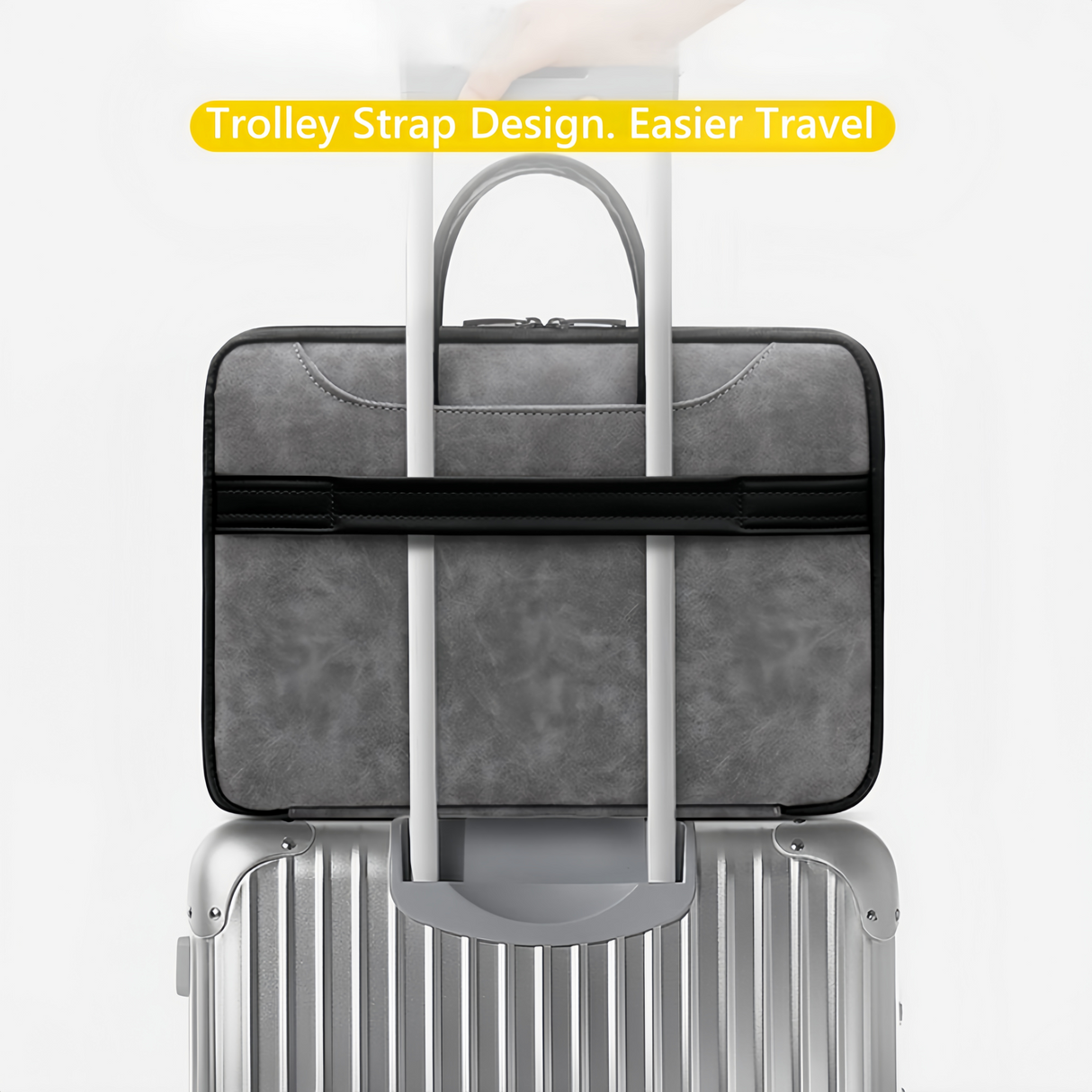 14 Inch PU Leather Laptop Bag, Portable Waterproof Laptop Case, Full Opening and Closing Sleeve Handbag, Briefcase for MacBook Air, Ipad, Business Travel