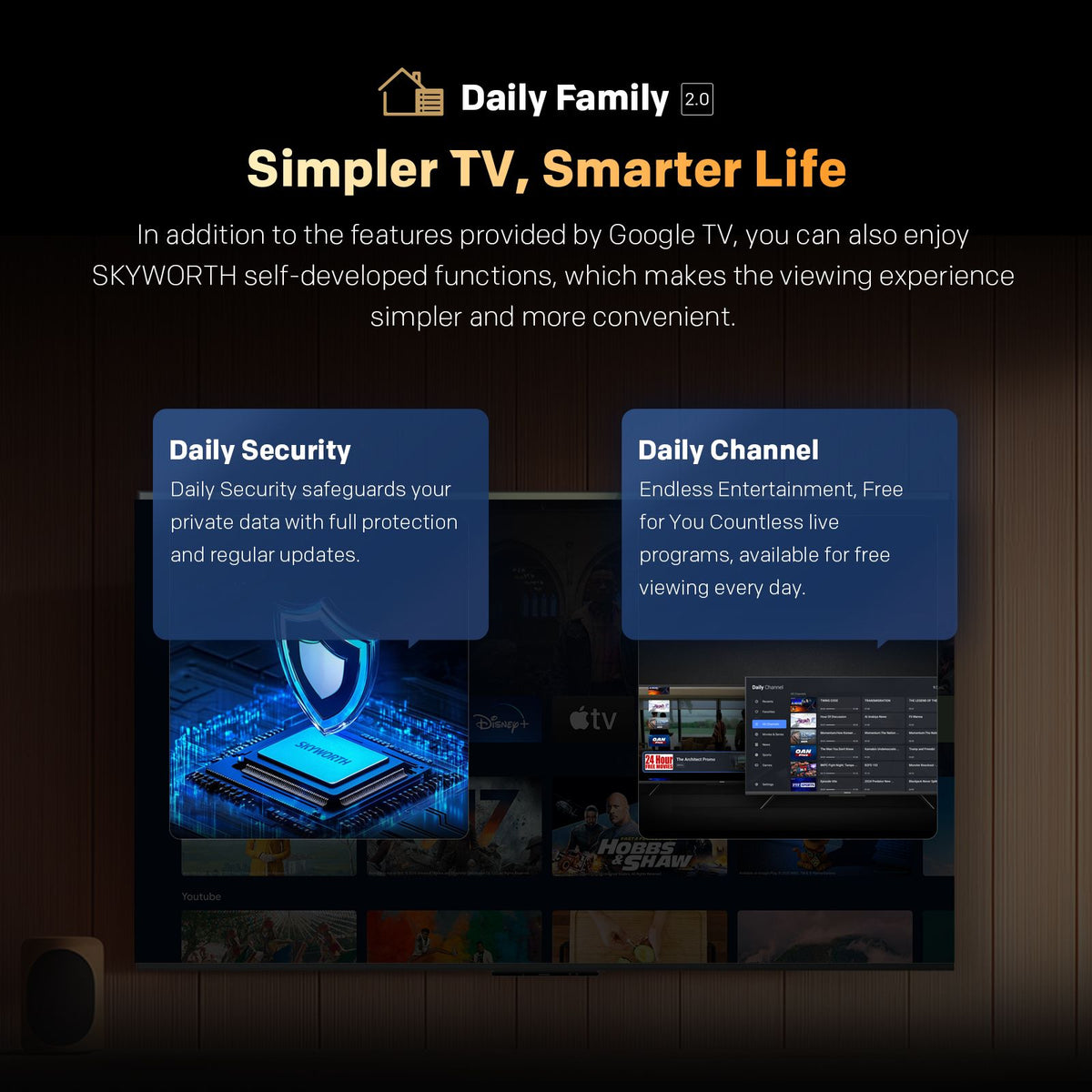 SKYWORTH voice control screen, eco friendly.