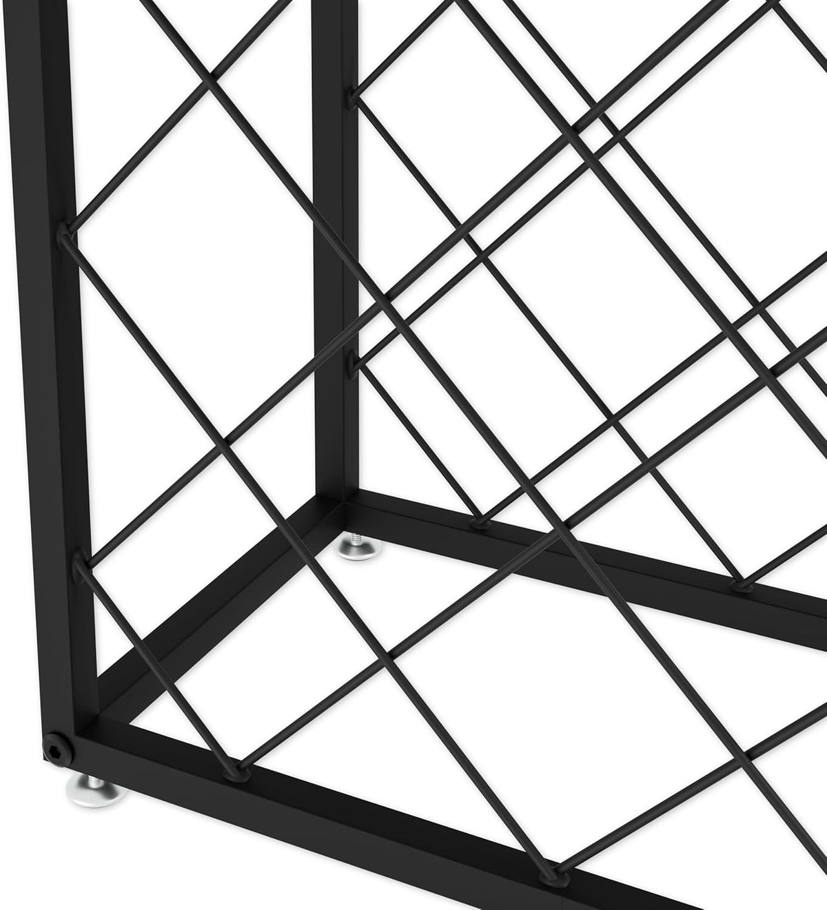 Freestanding metal wine rack, 25 bottles.