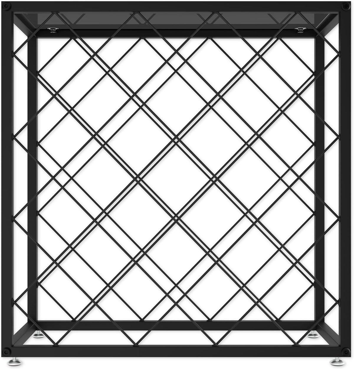 Freestanding metal wine rack, 25 bottles.