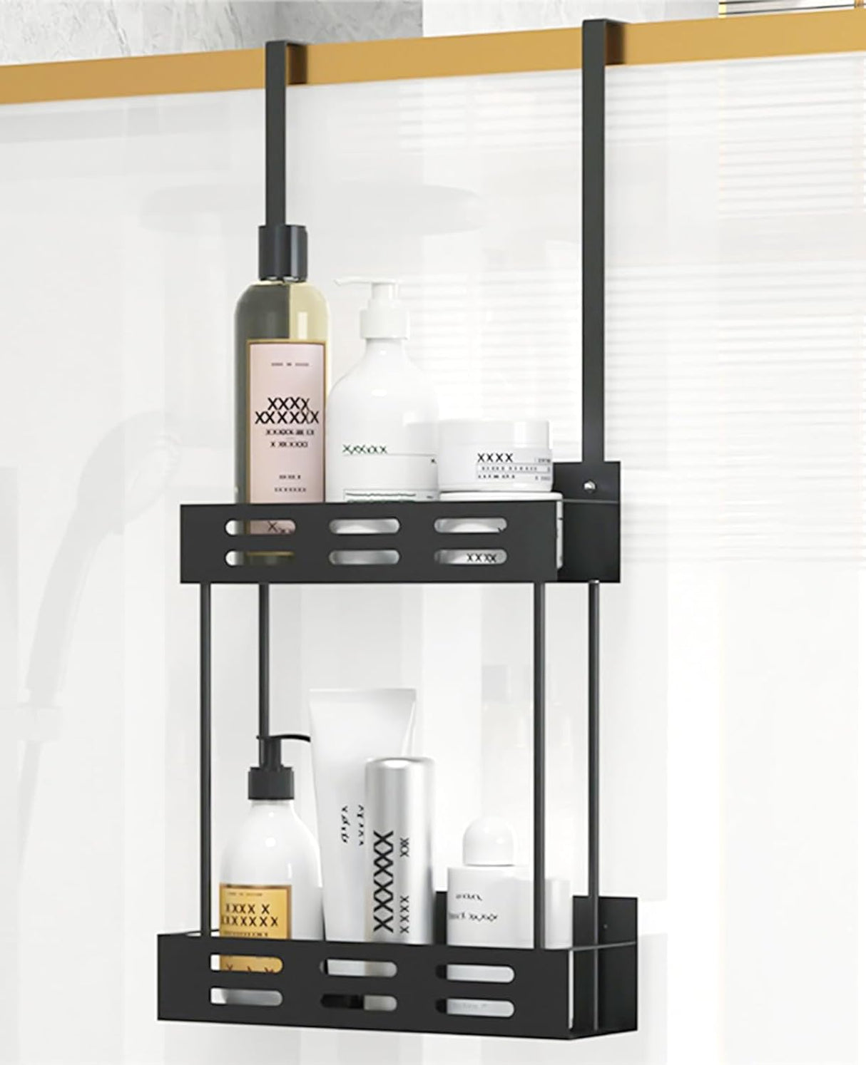 CARLA HOME Over the Door 2-tier Shower Caddy Organizer Shelf with Hooks for Bathroom