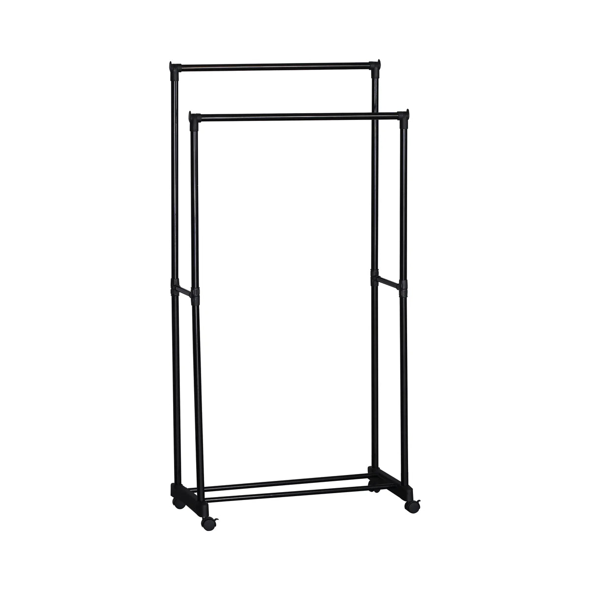 CARLA HOME Double Rod Garment Rack with Wheels - Black - Basic - Steel - Double Rod Clothes
