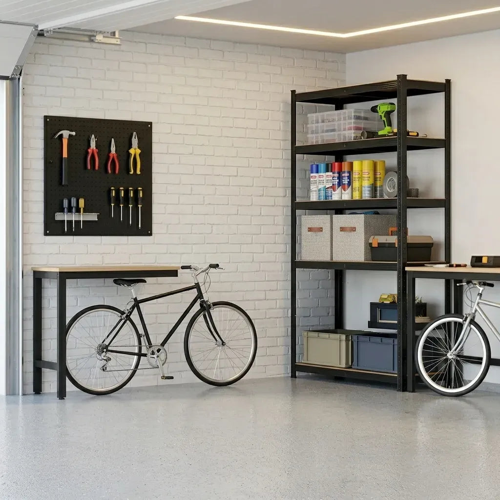 CARLA HOME 5 Tier Steel Shelving Unit - Garage Storage Shelf - Black - Modern