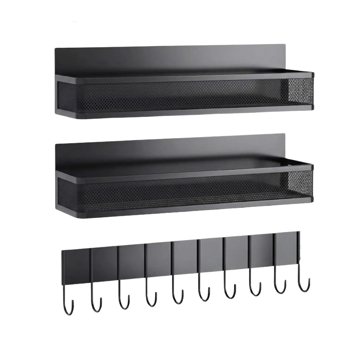 CARLA HOME 3 Pack Magnetic Spice Rack for Fridge Kitchen with Hook Bar
