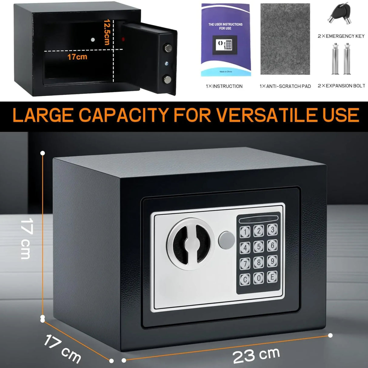 CARLA HOME Electronic Safe Box with Keypad Lock for Cash Locker