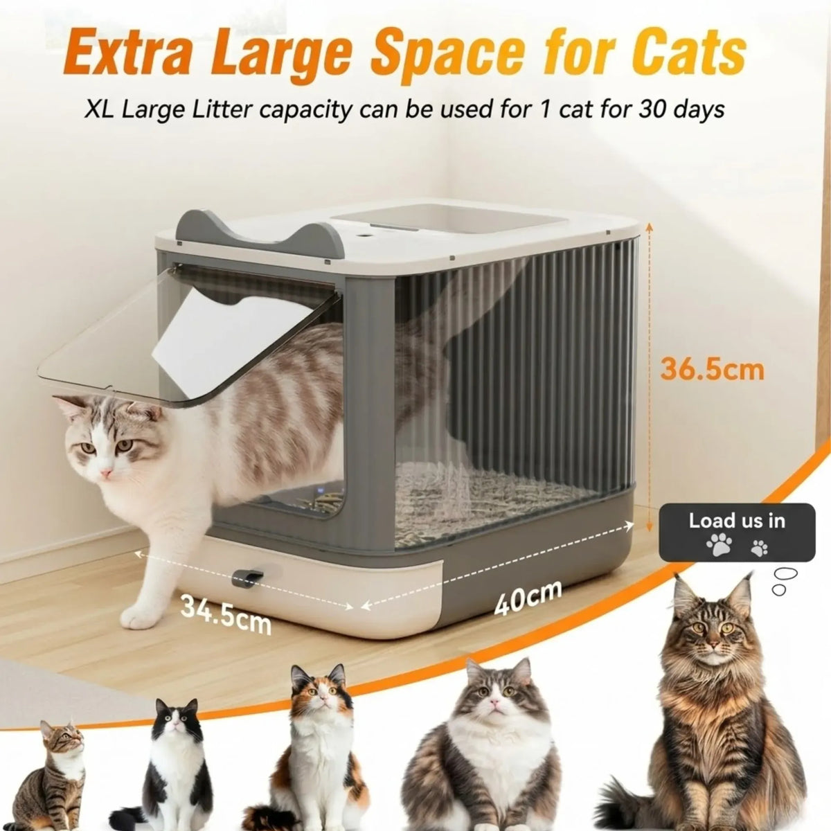 CARLA HOME Enclosed Cat Litter Box - Drawer Tray - Large - Scoop Drawer Design