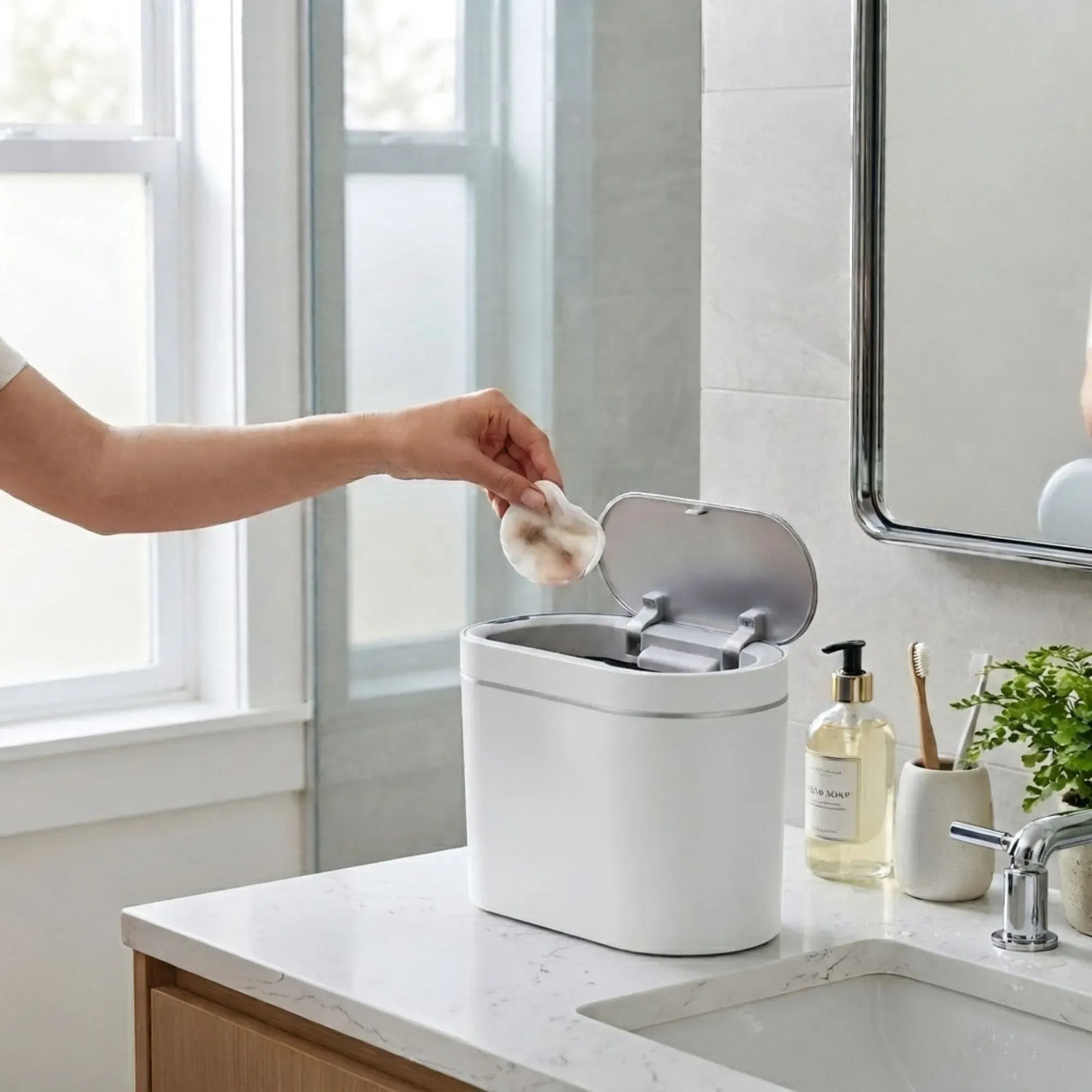 CARLA HOME 7L Automatic Trash Bin with Lid, Motion Sensor Garbage Can White