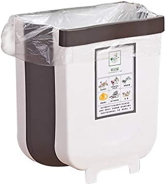 Hanging Trash Can Collapsible Small Garbage Waste Bin for Kitchen ???inet Door (White)