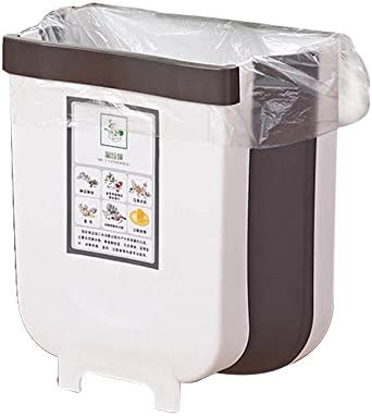 Hanging Trash Can Collapsible Small Garbage Waste Bin for Kitchen ???inet Door (White)