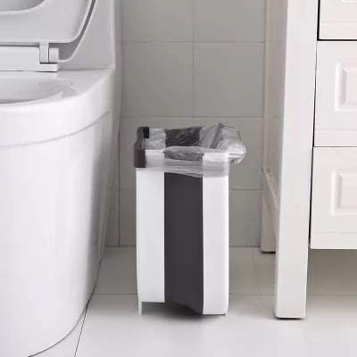 Hanging Trash Can Collapsible Small Garbage Waste Bin for Kitchen ???inet Door (White)