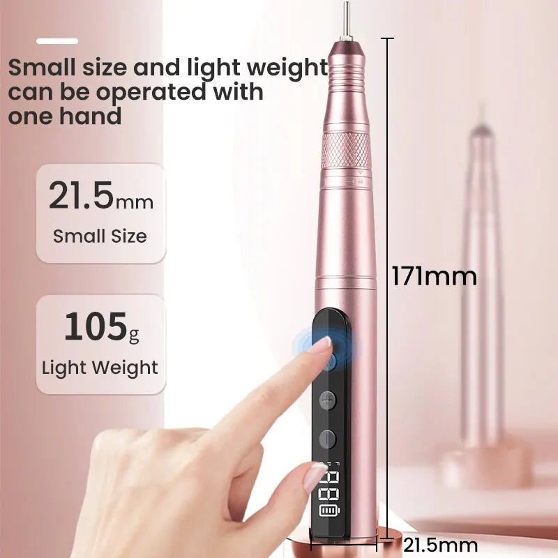 35000RPM Cordless Nail Drill Kit LED Pink
