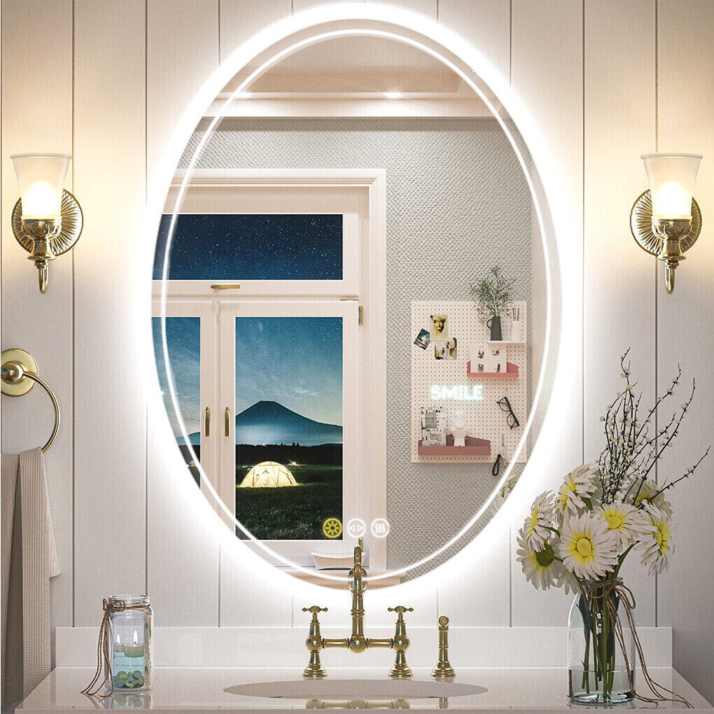 600x800mm LED Bathroom Mirror Oval Anti-Fog Dimmable