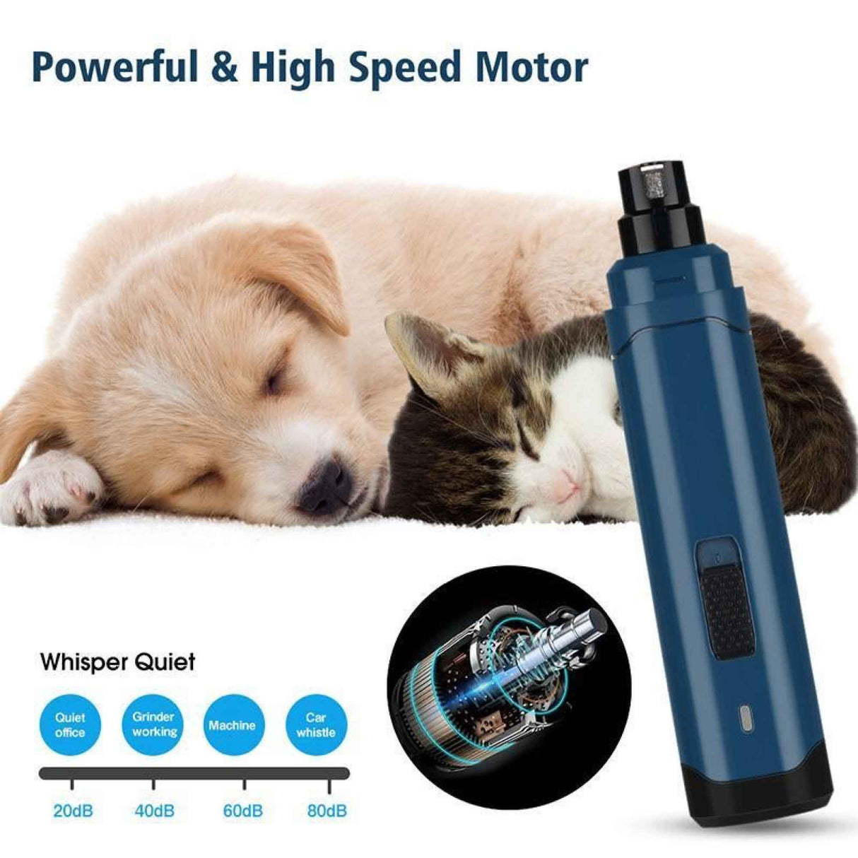Pet Nail Grinder Dog Cat Electric Trimmer 2 Speed Rechargeable Claw Filer N10 - Shoppers Spot Nail Grinder - Alternate view 12