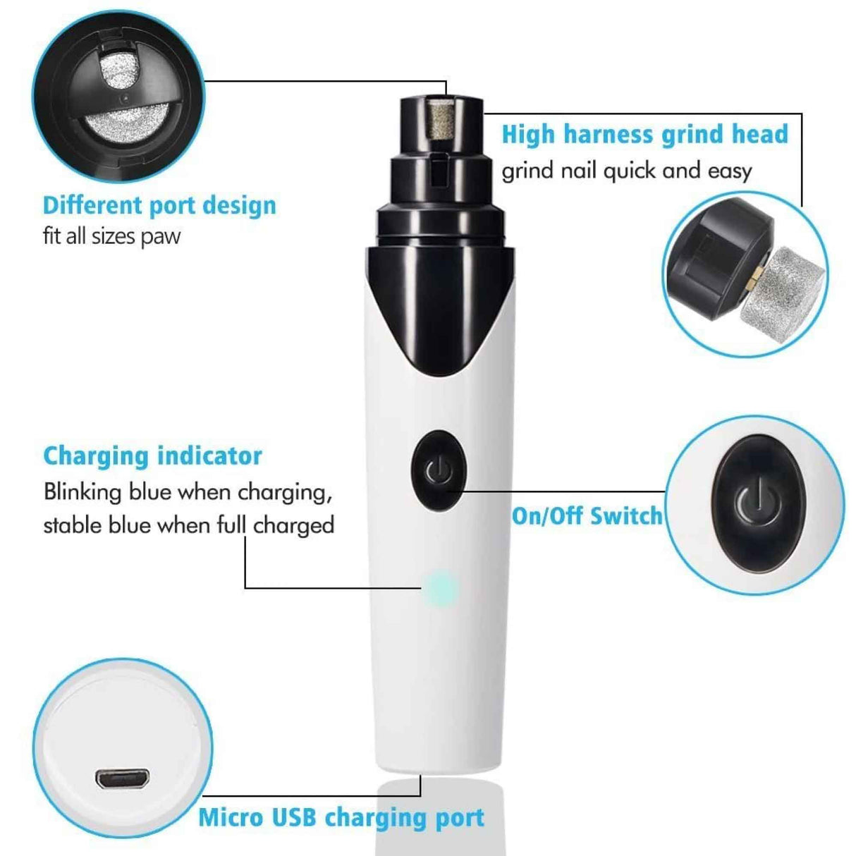 Pet Nail Grinder Dog Cat Electric Trimmer Rechargeable Clipper Claw Filer N8 - View 7