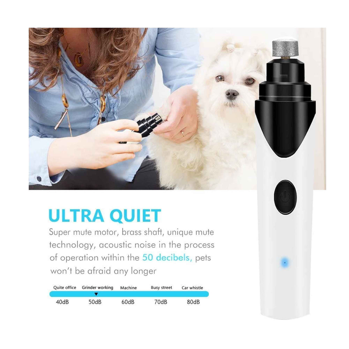 Pet Nail Grinder Dog Cat Electric Trimmer Rechargeable Clipper Claw Filer N8 - View 9