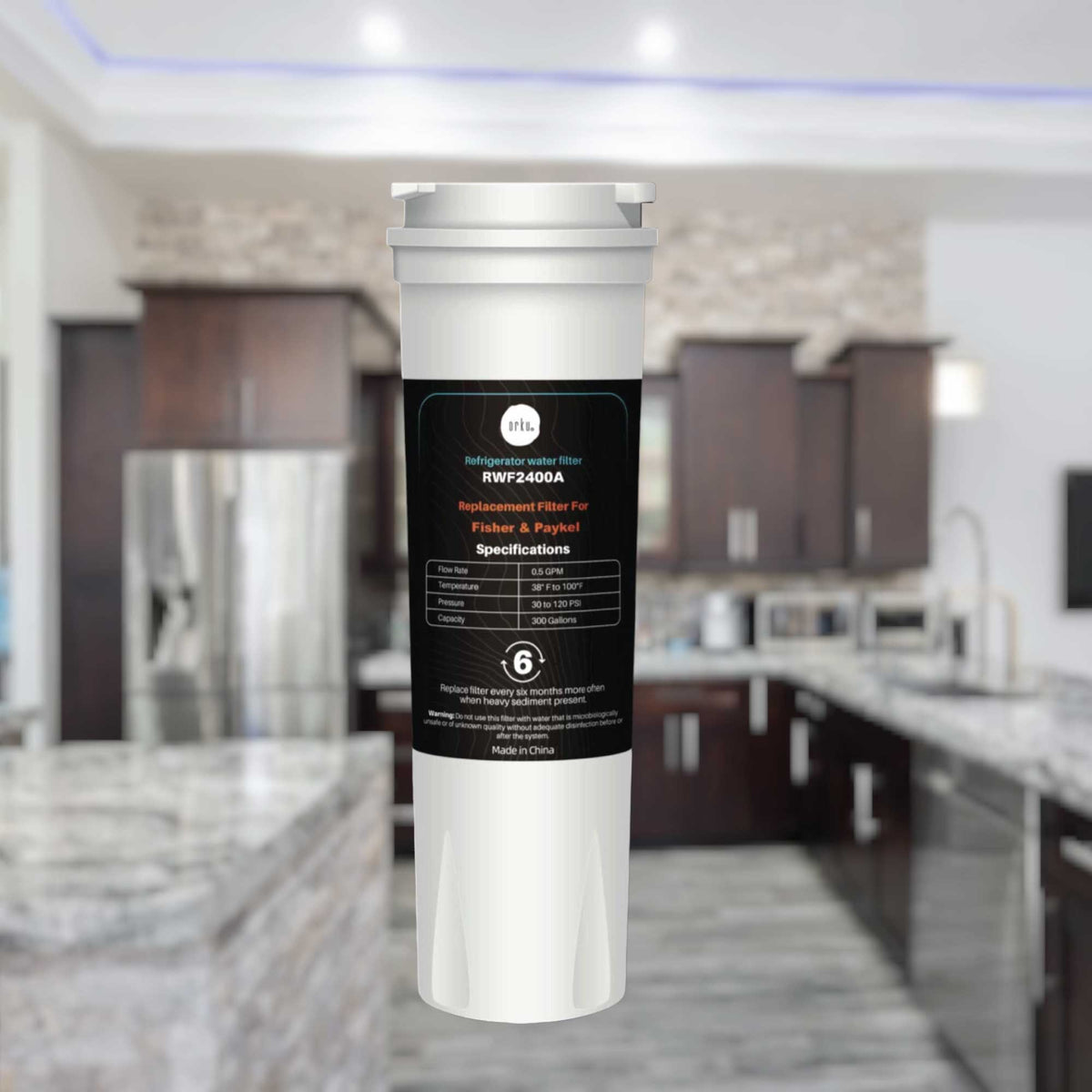 Orku Fridge Fisher water filter cartridge.