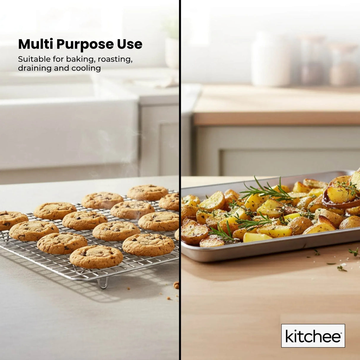 Kitchee 40.5x30.5cm Oven Baking Tray + Cooling Rack 4 Piece Stainless Steel Set