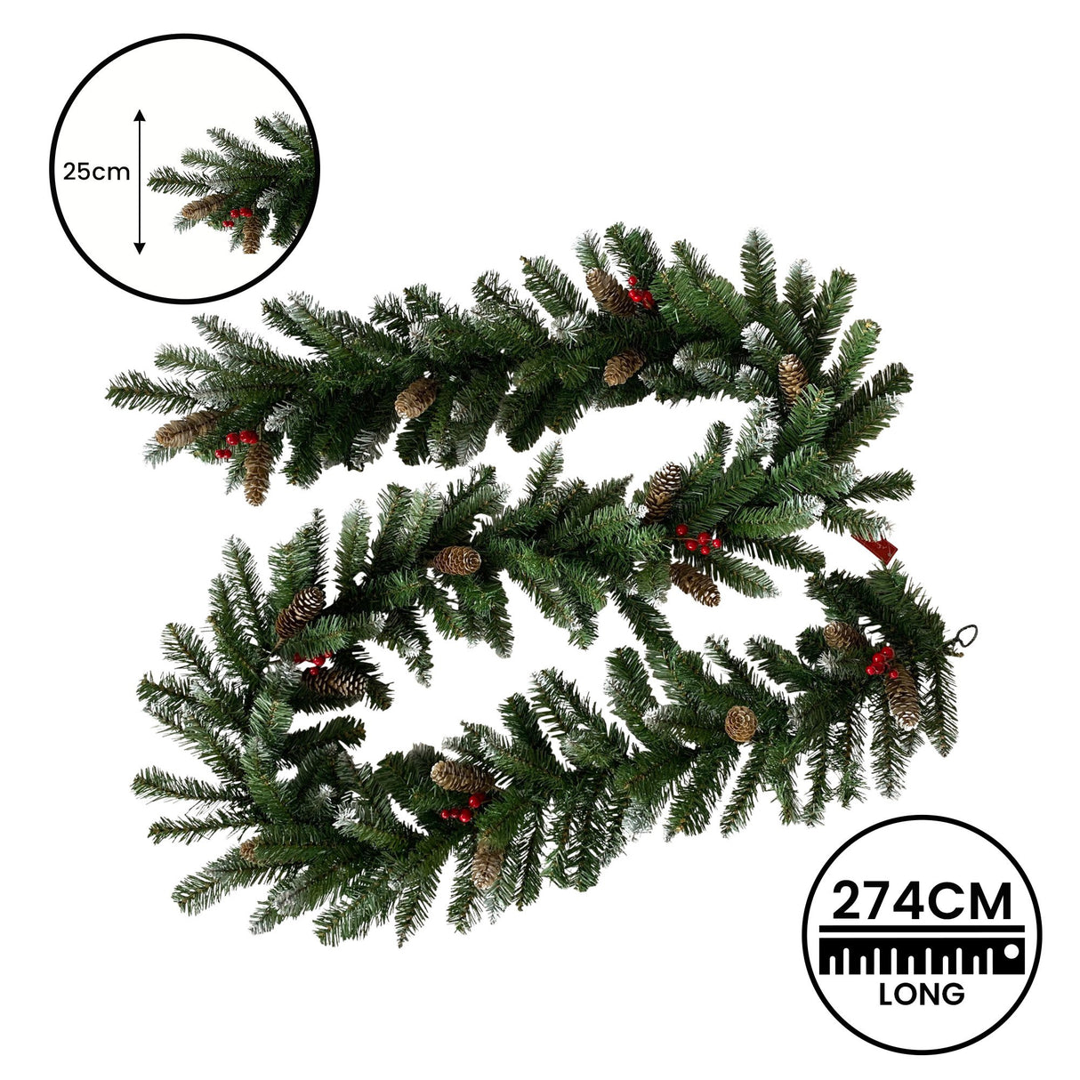 Christabelle 274cm Christmas Garland with Pine Cones & Berries