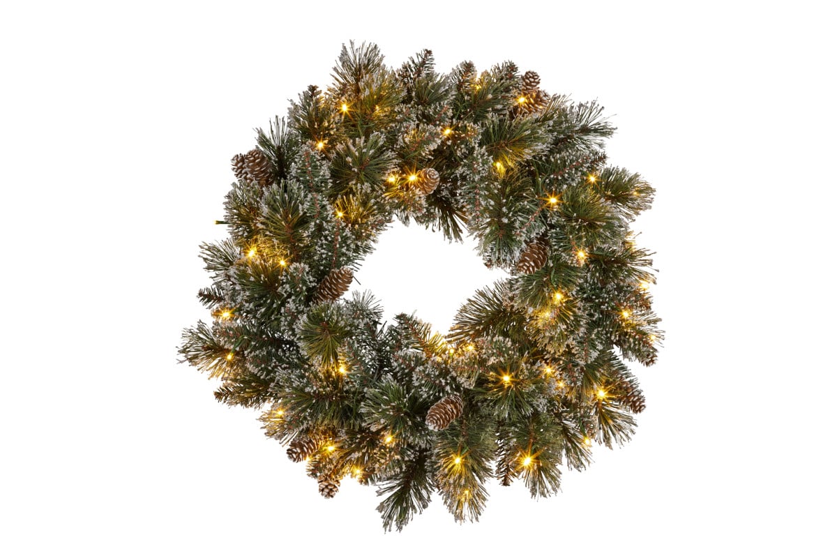 Christabelle Christmas Wreath With Lights- 61cm Cashmere