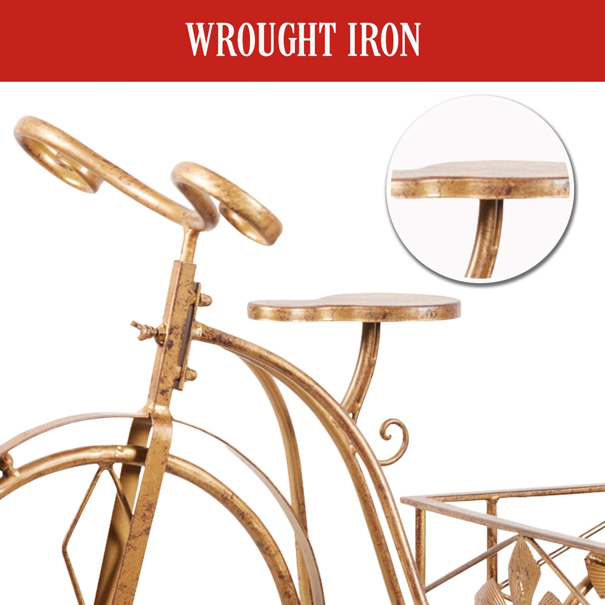 Christabelle Antique Gold Metal Art Iron Wrought Material Bicycle Display Christmas Decor