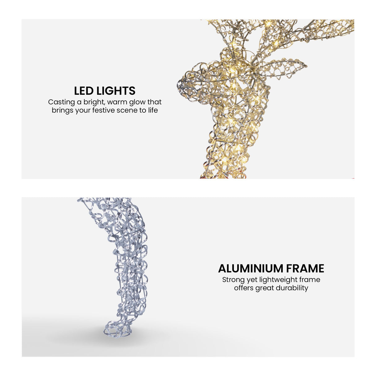 Christabelle 150cm Christmas Reindeer Display Led Lights Red Bow Aluminium Frame