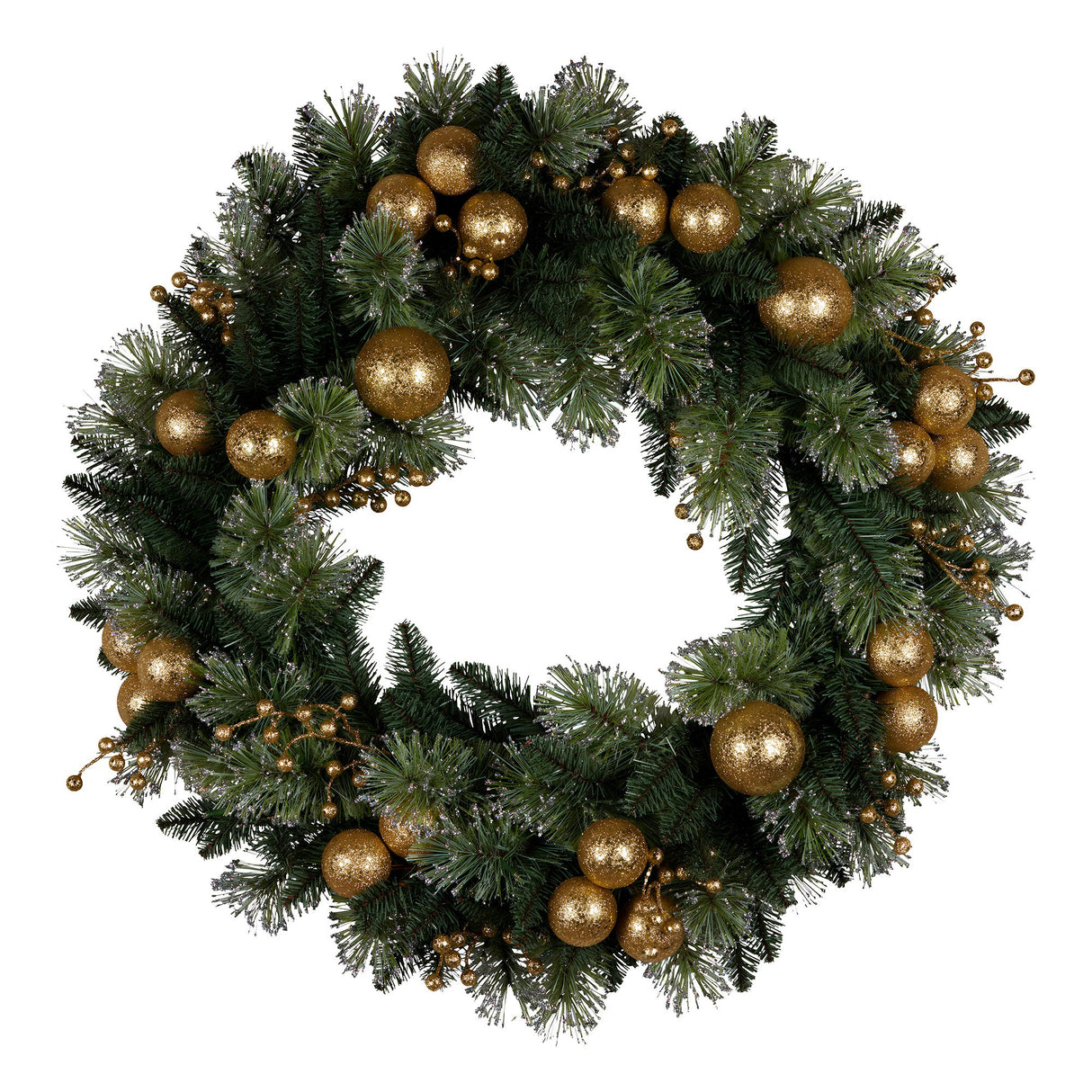 Christabelle 61cm Christmas Wreath Battery-operated Warm White Light Gold Bauble