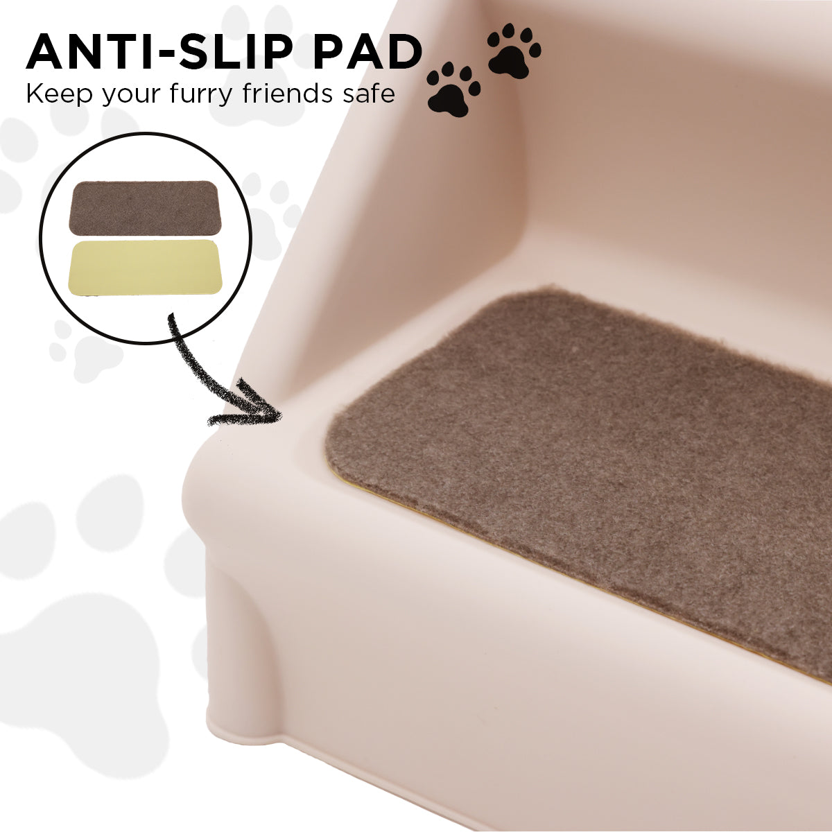 Furtastic Foldable Pet Stairs In White - 50cm Dog Ladder Cat Ramp