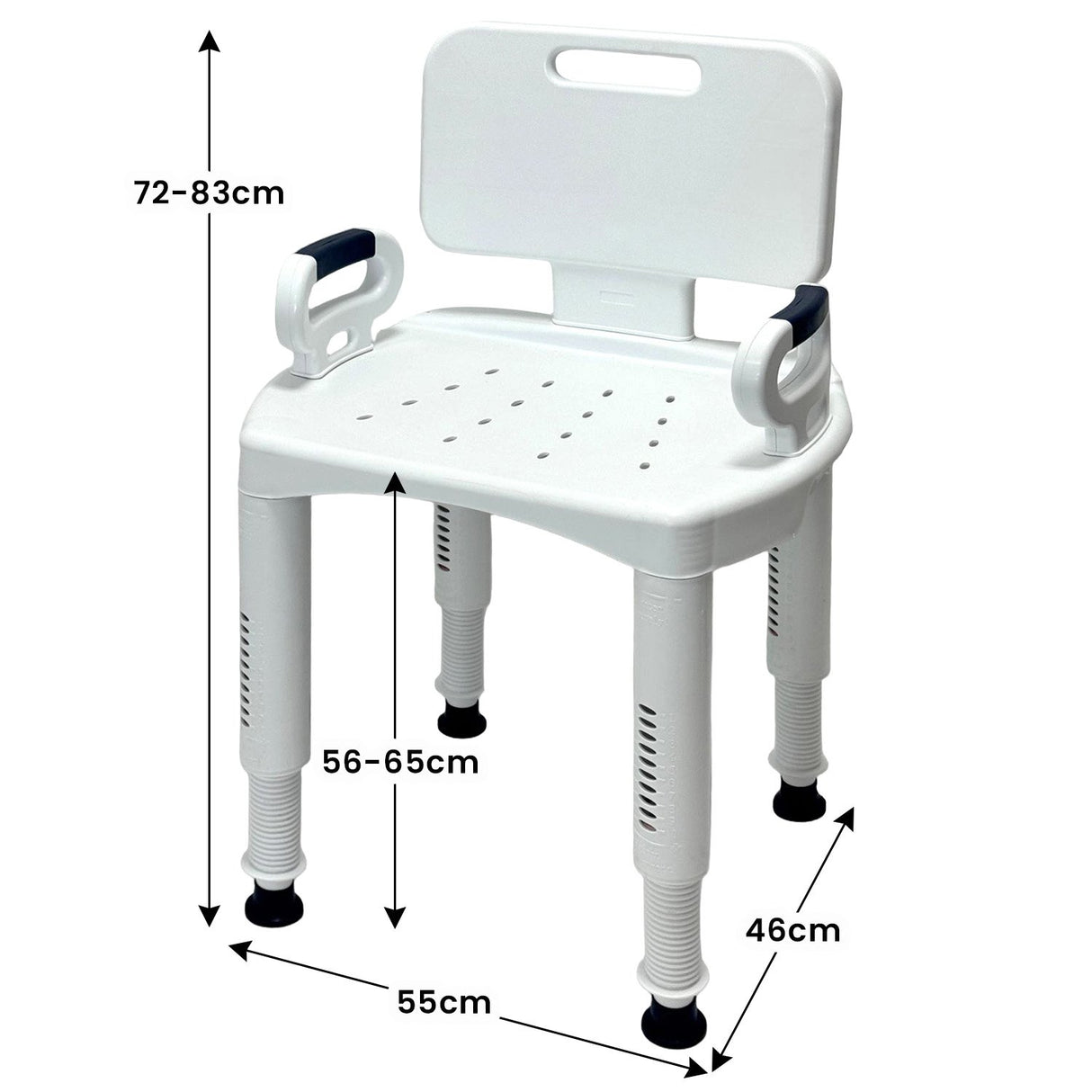Orthonica Premium Adjustable Shower Chair with Armrests 158kg Capacity